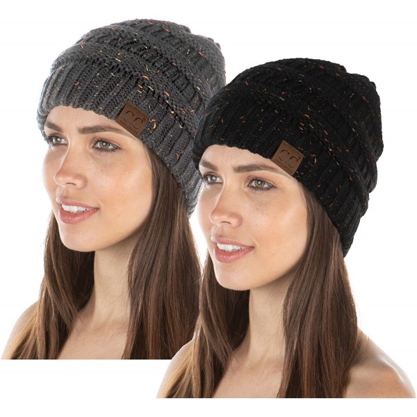 Skullies & Beanies Regular 2-Pack Bundle - CONFETTI - Black- Dove Grey - CS18YRMQWAS $14.31