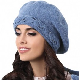 Skullies & Beanies Smooth Woolen Women's Beret Bolzano - Dark Blue - CZ18KHAXG28 $31.51