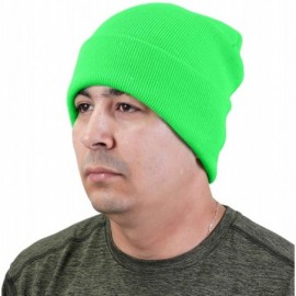 Skullies & Beanies Men Women Knitted Beanie Hat Ski Cap Plain Solid Color Warm Great for Winter - 1pc Light Green - C518L3ORO...