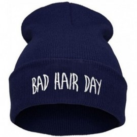 Skullies & Beanies Unisex Mens Womens Soft Winter Warm Beanie Hip Hop Knitted Ski Cap - Dark Blue - CX12MZKKQ0I $13.33