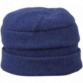 Bucket Hats Women's Wool Warm Bucket Hat Sleeve Head Cap Beanie Hat with Bow - Dark Blue - CR12M7DIWJP $17.49