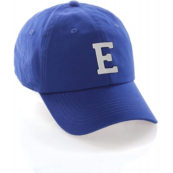 Baseball Caps Customized Letter Intial Baseball Hat A to Z Team Colors- Blue Cap Navy White - Letter E - CV18ND6262Z $10.48