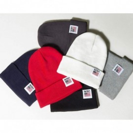 Skullies & Beanies NASA Logo Label 2-Way Soft Beanie Ribbed Knit Slouchy Cotton Hat - Red - CR1930M6D8O $16.13