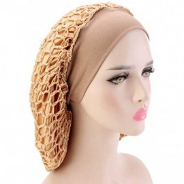 Skullies & Beanies Net Night Sleep Cap Hat Crocheted Slouchy Bonnet-Wide Band-Double Layered-Snood Hair - Yellow - CT18L89Y6D...