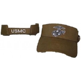 Skullies & Beanies USMC Marine Marines Coyote Brown EGA Visor Cap Hat (Licensed) - C412NRERW7O $11.08
