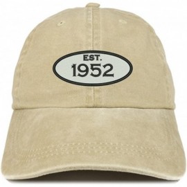 Baseball Caps Established 1952 Embroidered 68th Birthday Gift Pigment Dyed Washed Cotton Cap - Khaki - CG180N4E7IH $33.33