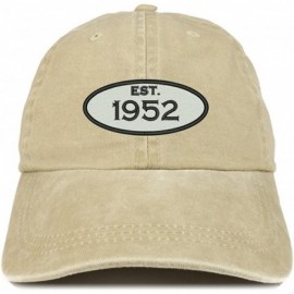 Baseball Caps Established 1952 Embroidered 68th Birthday Gift Pigment Dyed Washed Cotton Cap - Khaki - CG180N4E7IH $20.89