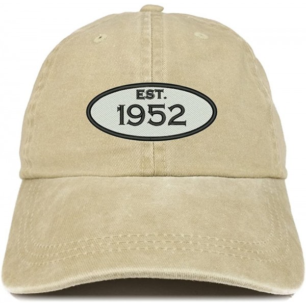 Baseball Caps Established 1952 Embroidered 68th Birthday Gift Pigment Dyed Washed Cotton Cap - Khaki - CG180N4E7IH $20.89