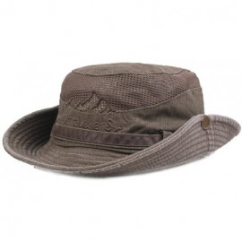 Sun Hats Mens Cotton Bucket Hat Summer Outdoor Boonie Climbing Mesh Breathable Sunshade Cap - Coffee - CA18DZY6K05 $24.98