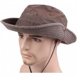 Sun Hats Mens Cotton Bucket Hat Summer Outdoor Boonie Climbing Mesh Breathable Sunshade Cap - Coffee - CA18DZY6K05 $16.77