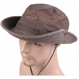 Sun Hats Mens Cotton Bucket Hat Summer Outdoor Boonie Climbing Mesh Breathable Sunshade Cap - Coffee - CA18DZY6K05 $16.77