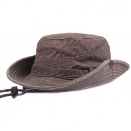 Sun Hats Mens Cotton Bucket Hat Summer Outdoor Boonie Climbing Mesh Breathable Sunshade Cap - Coffee - CA18DZY6K05 $16.77