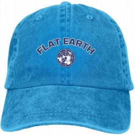 Skullies & Beanies Unisex Flat Earth Society Vintage Washed Dad Hat Funny Adjustable Baseball Cap - Blue - CH18HWM3ILW $16.78
