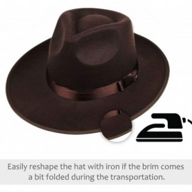 Fedoras 1920s Gatsby Panama Fedora Hat Cap for Men Gatsby Hat for Men 1920s Mens Gatsby Costume Accessories - Brown - CO18HOD...