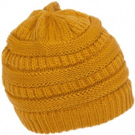 Skullies & Beanies Knit Soft Stretch Beanie Cap - Mustard - CY12OCG6KOD $13.18
