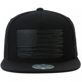 Baseball Caps American Flag Flat Brim Bill Baseball Cap Snapback Hat for Men Women - Black - CA18CKCDSCZ $25.97