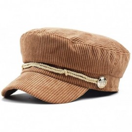 Newsboy Caps Women Ladies Hat Corduroy Captain's Breton Cap Beatles Lennon Newsboy Cadet Black - Brown - CQ1947N6A77 $10.97