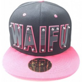 Baseball Caps Waifu HAT in Black with Pink Brim - Black Letter With Pink Trim - CP1889KUKRR $31.25