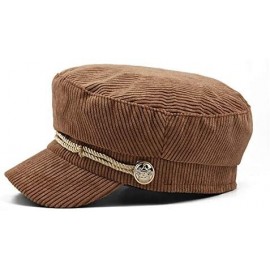 Newsboy Caps Women Ladies Hat Corduroy Captain's Breton Cap Beatles Lennon Newsboy Cadet Black - Brown - CQ1947N6A77 $10.97