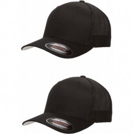 Baseball Caps 2-Pack Premium Trucker Cap - 6511 - [2pack] 2-solid Black Hats - CV12JX74ITL $16.26