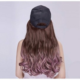 Skullies & Beanies Baseball Cap with Long Wavy Synthetic Hair for Women - Baseball Cap-brownish Dark Ombre Smoke Pink - CZ197...