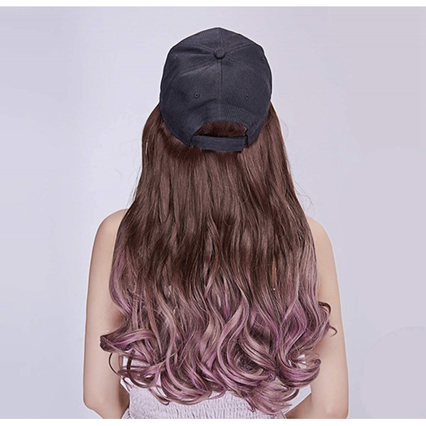 Skullies & Beanies Baseball Cap with Long Wavy Synthetic Hair for Women - Baseball Cap-brownish Dark Ombre Smoke Pink - CZ197...