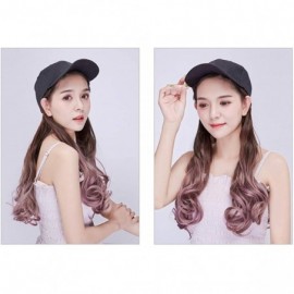 Skullies & Beanies Baseball Cap with Long Wavy Synthetic Hair for Women - Baseball Cap-brownish Dark Ombre Smoke Pink - CZ197...