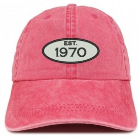 Baseball Caps Established 1970 Embroidered 50th Birthday Gift Pigment Dyed Washed Cotton Cap - Red - CM180MZ0EM4 $15.39