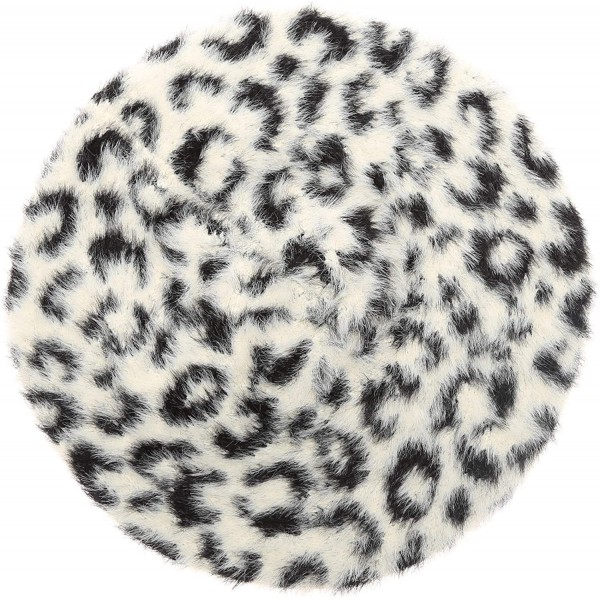 Berets Women's French Style Beret Hat Casual Leopard Zebra Print Fuzzy Faux Fur Cozy Warm Beret Beanie - Black/Beige - CM18Z2...