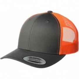Baseball Caps Men's Yp Classics Retro Trucker Cap 2-Tone - Charcoal/Neon Orange - CR18LXW33T4 $11.24