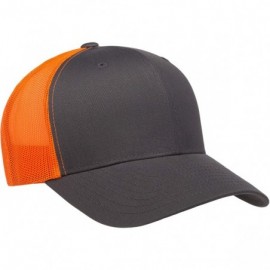 Baseball Caps Men's Yp Classics Retro Trucker Cap 2-Tone - Charcoal/Neon Orange - CR18LXW33T4 $11.24