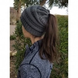 Skullies & Beanies Ponytail Messy Bun Beanie Tail Knit Hole Soft Stretch Cable Winter Hat for Women - CB18WADTZ2D $23.81