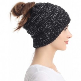 Skullies & Beanies Ponytail Messy Bun Beanie Tail Knit Hole Soft Stretch Cable Winter Hat for Women - CB18WADTZ2D $23.81