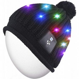 Skullies & Beanies Light Up Beanie Hat Stylish Unisex LED Knit Cap for Indoor and Outdoor - Lb007-black - CH186LGLZ5W $25.42