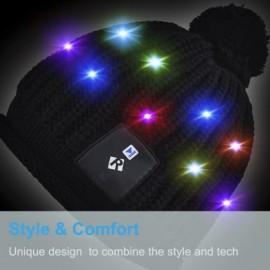 Skullies & Beanies Light Up Beanie Hat Stylish Unisex LED Knit Cap for Indoor and Outdoor - Lb007-black - CH186LGLZ5W $25.42