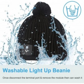 Skullies & Beanies Light Up Beanie Hat Stylish Unisex LED Knit Cap for Indoor and Outdoor - Lb007-black - CH186LGLZ5W $25.42