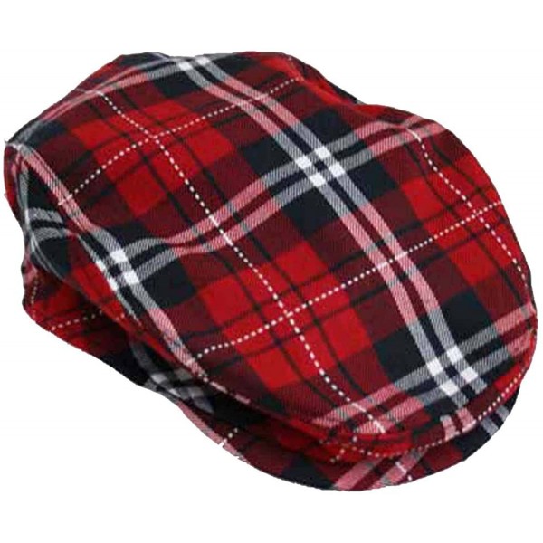 Newsboy Caps Red Plaid Snap Front Newsboy Golf Flat Ivy Cap Hat - CA111ZZMLIF $19.87