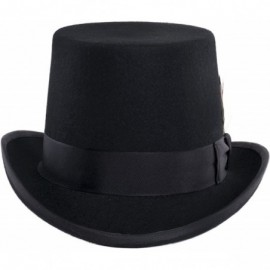 Satin Lined Wool Top Hat with Grosgrain Ribbon and Removable Feather ...
