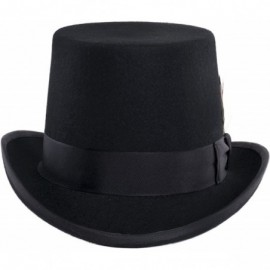 Fedoras Satin Lined Wool Top Hat with Grosgrain Ribbon and Removable Feather - Unisex- Men- Women - CU184ENI3Z2 $57.45