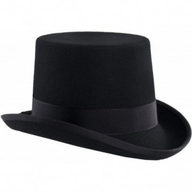 Fedoras Satin Lined Wool Top Hat with Grosgrain Ribbon and Removable Feather - Unisex- Men- Women - CU184ENI3Z2 $57.45