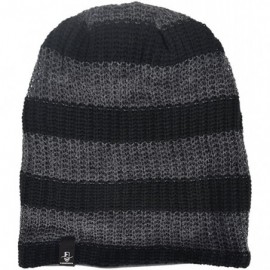 Skullies & Beanies Mens Slouchy Long Beanie Knit Cap for Summer Winter- Oversize - Dark Gray With Black - CP128L2C8KZ $13.47