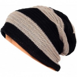 Skullies & Beanies Unisex Adult Winter Warm Slouch Beanie Long Baggy Skull Cap Stretchy Knit Hat Oversized - Khaki - CY12NURB...