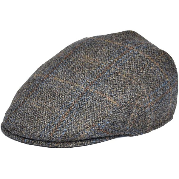 Newsboy Caps Men's 100% Wool Flat Cap Classic Irish Ivy Newsboy Hat - Brown/Blue Check - CJ18H98DCSG $30.16