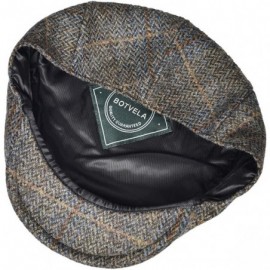 Newsboy Caps Men's 100% Wool Flat Cap Classic Irish Ivy Newsboy Hat - Brown/Blue Check - CJ18H98DCSG $30.16