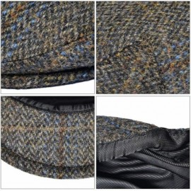 Newsboy Caps Men's 100% Wool Flat Cap Classic Irish Ivy Newsboy Hat - Brown/Blue Check - CJ18H98DCSG $30.16