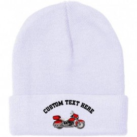 Skullies & Beanies Custom Beanie for Men & Women Motorcycle Embroidery Acrylic Skull Cap Hat - White - C718H5KLLXS $16.66