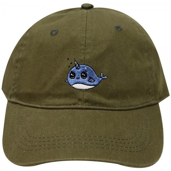 Baseball Caps Whale Unicorn Cotton Baseball Dad Cap - Olive - C9183XHYMDW $10.44