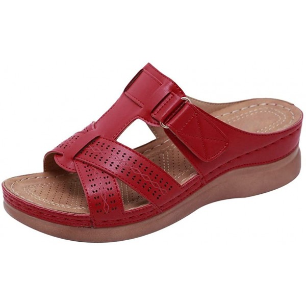 Women's Comfortable Memory Slide Wedge Sandal Open Toe - Low Platform ...