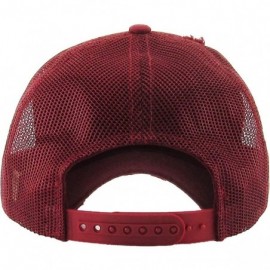 Baseball Caps Women's Adjustable Athletic Trucker Hat Mesh Baseball Cap Dad Hat - Solid Distressed - Burgundy - C918E7X8GUC $...