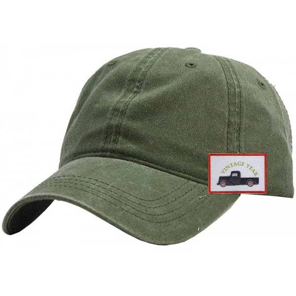 Baseball Caps Vintage Washed Dyed Cotton Twill Low Profile Adjustable Baseball Cap - Tp Olive Green - CA12MYABYPR $12.57